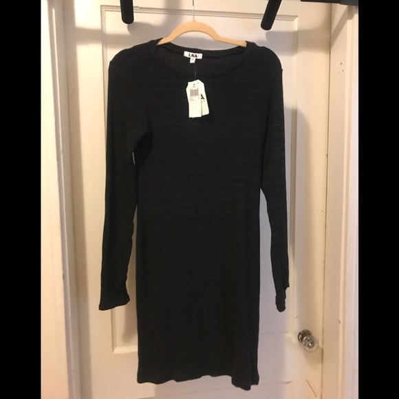 LNA Dark Grey/Black Sweater Dress NWT - Picture 4 of 5
